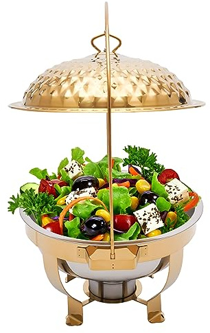 NOYGRNH Set da buffet con scaldavivande da 4,5 l, scaldavivande rotondo in acciaio inossidabile, set di posate e scaldavivande for buffet, set da buffet con scaldavivande for tavolo da pranzo