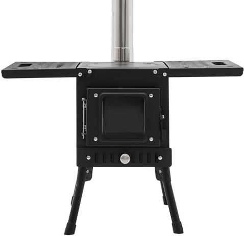 Poêle à bois portable - Réchaud de camping en plein air - Cheminée de camping pliable - Réchaud de tente portable - Temps de cuisson moyen 5 minutes - Noir