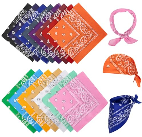 Chalier Cmfort Bandana Damen Herren Nickitücher Kopftuch Paisley Muster Mischfarben Bandana Multifun Kopftuch, 20/15 Pack, Mehrfarbig-3