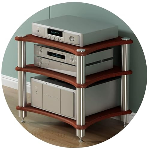 1~4 Tier Hi-Fi Audio Rack Stand | Amplifier & CD Player Storage Shelf Unit For AV Receiver, Speaker, Turntable, Media Equipment Home Recording Studio Theater(Brown,60 * 48 * 62cm(3Tier))