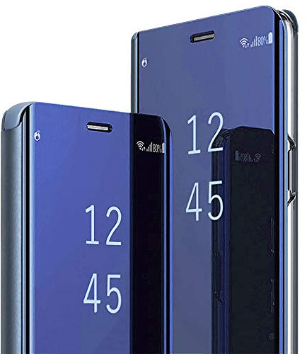 für Samsung S20 FE Hülle Clear View Spiegel Handyhülle für Samsung Galaxy S20 FE Flip Case Handytasche Schutzhülle Leder Klappbar Hard PC Stoßfest Cover Ständer Klapphülle S20 FE Hüllen 5G (Blau)