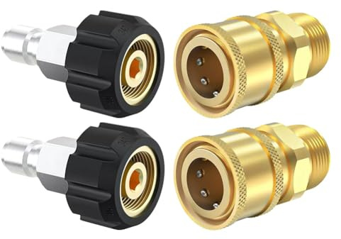 Confezione da 4 raccordi ad innesto rapido per idropulitrice M22-14 mm a 3/8 pollici, adattatore per raccordi per tubi ad alta pressione in acciaio inossidabile e ottone