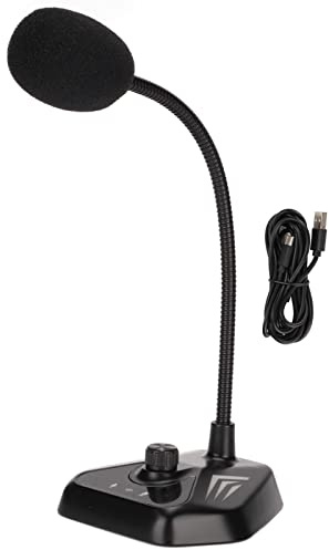 KPOYTWRDN Microphone USB à Capture omnidirectionnelle à 360°, Micro pour Jeux sur Ordinateur, sensibilité de -30 DB ± 3 DB, Micro à col de Cygne avec lumières RGB en Mode Respiration pour Le