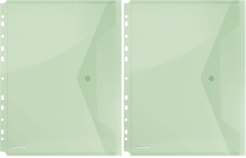 DONAU-Kuvertmappe mit Klammer 8540001PL-06 Grün, Dokumententasche zum Abheften Dokumentenmappe/Sammelmappe Eurolochung zum Abheften Transparent für Schule Büro Qualität PP öko/Kunststoff Plastik