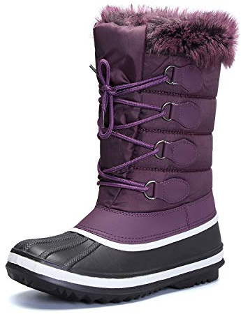 mysoft Women's Waterproof Winter Boots, Warm Insulated Snow Boots for Outdoor Purple 8