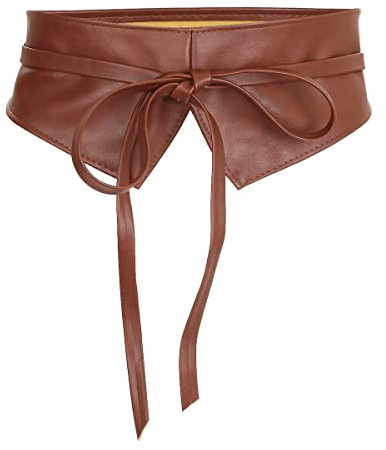 KYEYGWO Breiter Obi Gürtel zum Schnüren, Damen Taillengürtel Mode Wickelgürtel Bindegürtel Hüftgürtel für Kleid, Mäntel und Trenchcoats, Braun