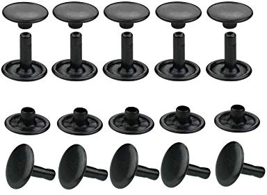 IstaTools Hohlnieten, Doppelkopf, rostfrei, Messing, in 6mm, 7mm, 9mm, 10mm oder 13mm (250, 9x8mm schwarz)