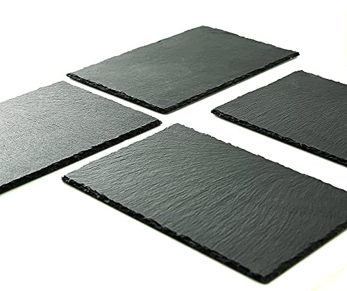 Paquete de 4 tablas de queso de pizarra, hechas a mano, tablas de charcuterie naturales para queso y carne, juego de 4 unidades de 30,5 x 20,3 cm
