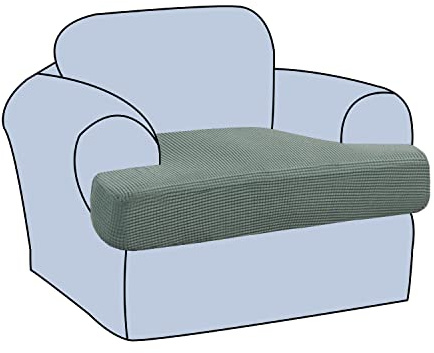 H.VERSAILTEX Stretch T Cushion Chair Sofa Slipcover T Cushion Covers for Living Room Armchair Couch Cover T Cushion Slipcover Seat Cover with Elastic Bands Thicker Jacquard Fabric, Sage