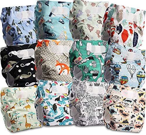 Littles and Bloomz FLV2-1201 Wiederverwendbare Stoffwindel, Standard-Klettverschluss, 12 Windeln