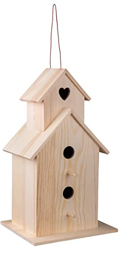 Rayher Holz-Vogelhaus XL, Kiefernholz, FSC zertifiziert, 22 x 19 x 39 cm, 64510505, Natur