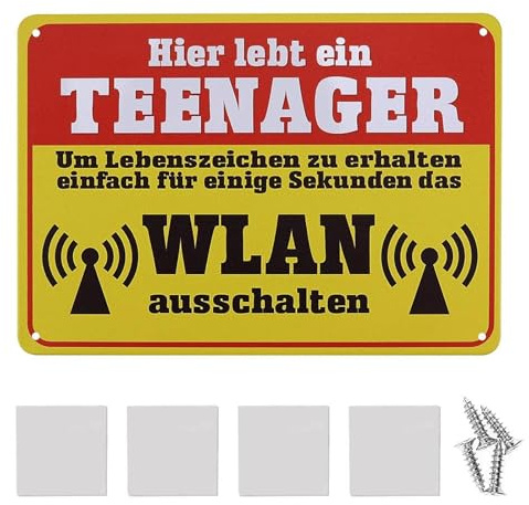 JPGhaha Türschild für Teenager 1 stück 20 X 30CM WLAN Vorsicht Schild | Vorsicht Teenager Schild lustiges Geschenk für Geburtstag - Türschild für Zimmerdekoration - geeignet für Jungen und Mädchen