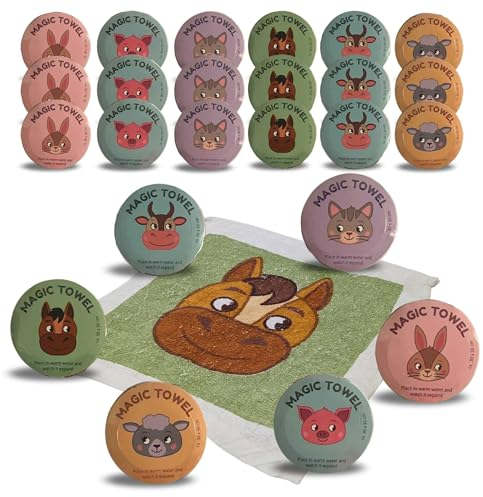 Bada Bing Set di 24 asciugamani magici pastello – Incantevoli asciugamani in cotone – asciugamano magico per bambini circa 30 x 30 cm 6 volte come regalo per compleanno per bambini