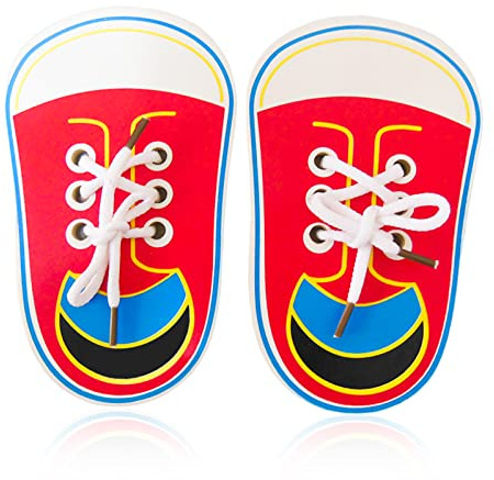 YUFFQOPC Chaussures à lacets en bois, apprendre à nouer les lacets, apprendre à nouer les lacets, apprendre à nouer les lacets, apprendre à nouer les lacets, outil d'apprentissage, jouet de motricité