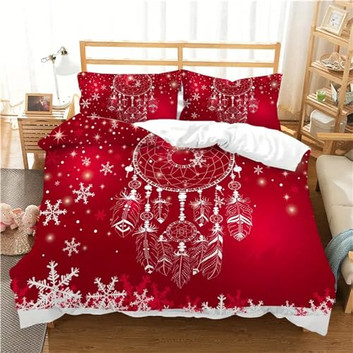 Bettwäsche 200x200 Schneeflocken-TraumfäNger Bettwäsche Set 3D Bedruckte Bettbezug Set mit ReißVerschluss, Weich Flauschige Hypoallergen Bettbezug + 2 Kissenbezug