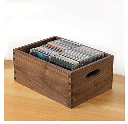 GLigeT CD Halter Desktop-CD-Rack, Vinyl-LP-Aufbewahrungsbox, Schwalbenschwanz-Zapfen-Holz-Aufbewahrungsbox, Vinyl-Schallplatten-Aufbewahrungshalter DVD Halter (Size : L)