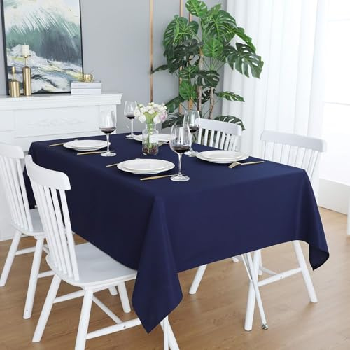 LivinEase Tischdecke 140 x 300 cm – Marine Rechteckige Tischdecke aus Baumwollmischung 250 g/m² für 8- bis 12-Sitzer-Tisch – Elegante drapierte Tischtuch für den Weihnachtstisch