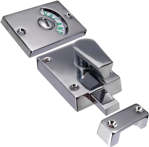 Riegel, der das Schloss anzeigt, Türschloss, Türschloss, Toilette, Duschkabinen und Badezimmer, Anzeigebolzen, 38 x 13 x 35 mm, Sichtschutz, WC-Riegel, frei, eingerastet (Farbe: Satin-Nickel, Größe: 2