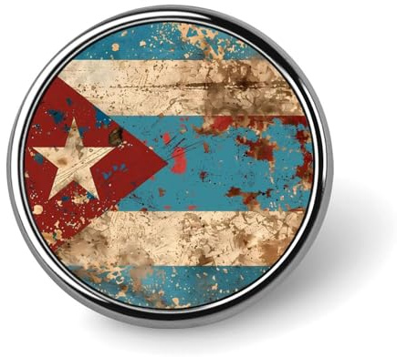 Pin de solapa con diseño de bandera de Cuba, vintage, redondo, broche de metal, decoración de joyería artística