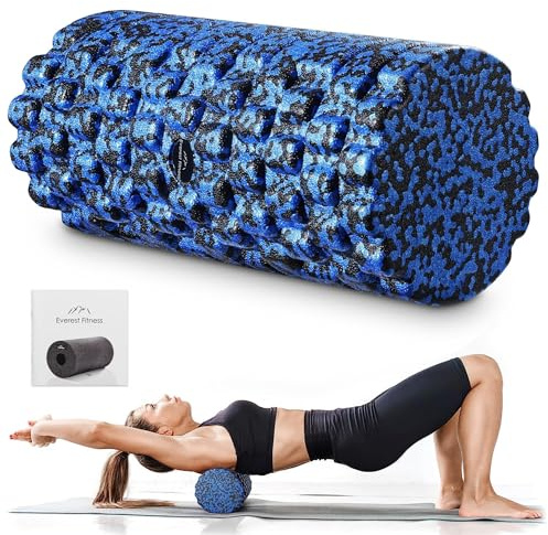 EVEREST FITNESS Foam Roller Pilates - Rullo Massaggio Muscolare Schiena - Ø 14 x 33 cm - Rullo Massaggiante per Casa e Palestra - Automassaggio Stretching e Yoga con Texture 3D