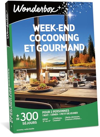 WONDERBOX - Week-End Cocooning Et Gourmand - Coffret Cadeau - Idée Cadeau Séjours | 1 nuit avec petit déjeuner et dîner - Plus de 300 séjours - Hôtel 3* ou 4*, château, manoir, belle demeure, maison d'hôtes