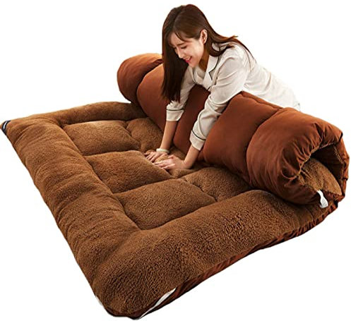 Japanische Tatami-Rollmatratze, dick, weich, Futon-Bodenmatratze, tragbar, faltbar, Doppelbett, Einzelbett, Queen-Futons