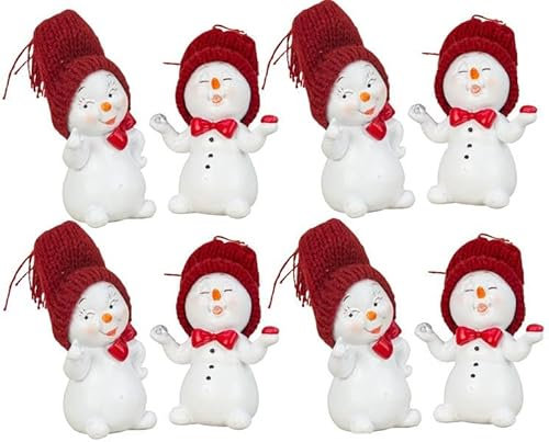 Geschenkestadl 8 Stück Schneemann Figur klein 7cm Mitbringsel WeihnachtenWeihnachtsdekoration Dekofigur Winterdekoration