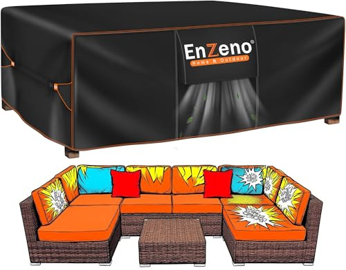 Enzeno Överdrag för trädgårdsmöbler, vattentät, 300 x 150 x 90 cm, Oxford, 420D, vinterbeständig, regnskydd, presenning för utemöbler
