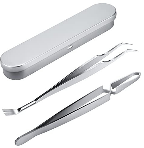 Tunejoy Pinzas para Garrapatas Acero Inoxidable Gancho para Garrapatas Garrapatas Remover Kit 2 en 1 para Personas Perros Gatos y Animales