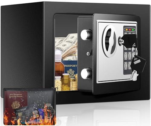 Mini Safe Tresor für Zuhause, MöBeltresor Klein mit Feuerfest Wasserdicht Geldtasche, Kleiner Tresor Sicherheitssafe mit Zahlenschloss,Tresore Kinder Wandtresor für Geld Medikamente Schmuck