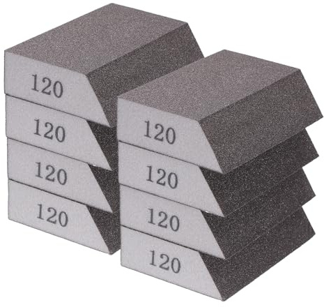 QUARKZMAN 8 Stück Schleifschwämme 400-500 Körnung Vierseitiges Schleifpapier für Lackreparatur und Modellschichtung, Braun