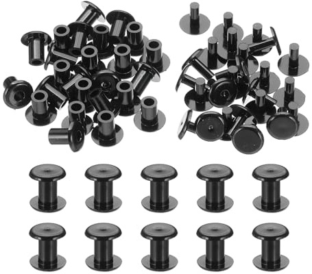 PATIKIL M5x8mm Kunststoff Bindungspfosten, 24 Sets Kunststoff Chicago Schrauben Bindungsschraube Nietpfosten Druckknopf für Leder Scrapbook Fotoalben, Schwarz
