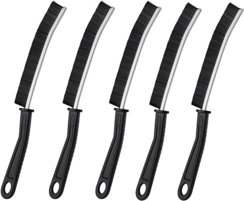 NCS35® BLACK 5-Pack Crevice Cleaning Brushes – Stiff Bristle Gap Scrubbers for Tile Grout, Window Tracks, Sink Edges & Narrow Spaces – Durable Plastic Handle – Ideal for Home & Kitchen