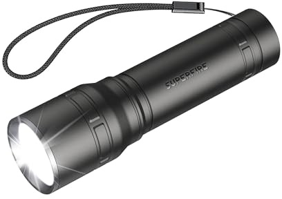 SuperFire Taschenlampe LED Aufladbar, Klein Taschenlampen Tragbare Flashlight Handlampe für Camping Wandern Outdoor Notfäll, Vatertagsgeschenk Gadgets Geschenke für Kinder Papa Kinder Opa