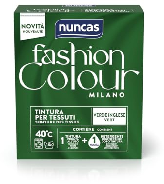 Nuncas Fashion Colour Milano - Vert - Kit de teinture textile - Prêt à l'emploi avec lessive post-traitement (180 g - 75 ml)