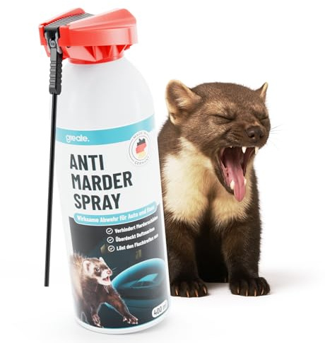 greate Anti Marderspray 400ml mit hocheffektiver Formel wirkt sofort | Marderabwehr für Auto, Dachboden & Garage - Langzeit Mader Abwehr - Anti Marder Spray in Deutschland entwickelt & produziert