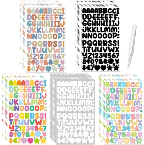 30 Blätter Buchstaben Zahlen Aufkleber Selbstklebend DIY Scrapbooking Deko