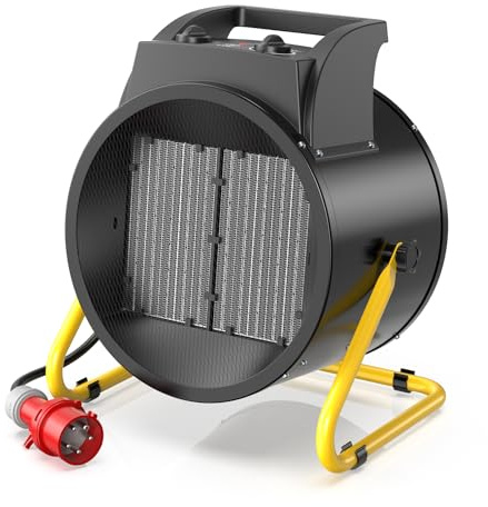 DAHTEC Stufetta Elettrica 9 kW - Ceramico Riscaldamento Rapido in 3 s | Industria 400V Termoventilatore Basso Consumo - Radiatore Elettrico - Adatto per Stanza Grande, Cantiere, Officina, Garage