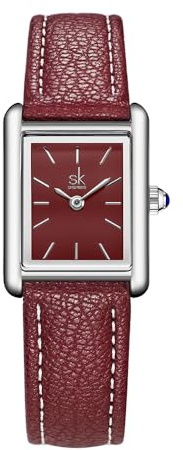 SHENGKE Minimalistische quadratische Vintage-Uhren für Frauen mit Lederarmband