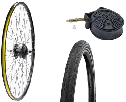 28 Zoll Fahrrad-Set – Road Cruiser Reifen (42-622) mit Pannenschutz & Reflex Yak 19 Hinterrad mit Nexus 7-Gang Nabe & Scheibenbremse Schlauch DV40