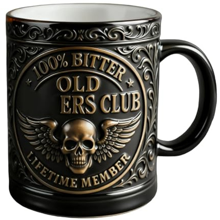 Old F*ckers Club – lifetimes Member Mug | Fun Skeleton Beer Stein Tankard Drink Cup | Novelty Bold Honors Non Slip Portable Large Capacity Cup Gift for Old Guys