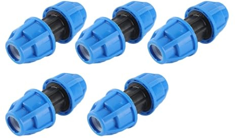 Eacam Connettore Dritto per Tubo dell'Acqua da 20 Mm a 20 Mm, Raccordo in Plastica PE, Senza Incrostazioni, Elevata capacità di Trasporto, Adattatore per Tubi da 5 Pezzi, Adatto per