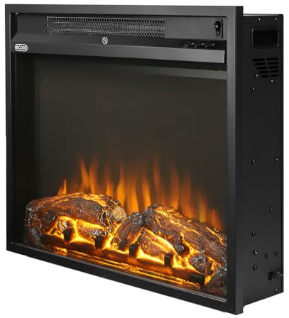ECOSO Black Wall Mounted Inset Electric Fire with Built in Fan Heater 23