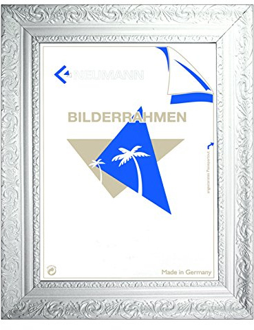Barockrahmen weiß fein verziert 466 BIA, Wechselrahmen 30x40 cm