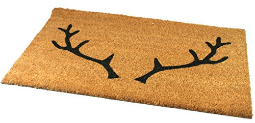 Black Ginger, Türmatten, aus Kokosfaser, dick und dekorativ, gemustert im Naturdesign Hirsch