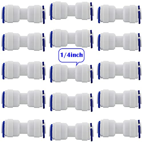 CESFONJER Pushfit Straight Connector | 1/4 to 1/4 Pushfit Fittings | Ro Water Filter Fitting | for Water Filter Dispensers and Reverse Osmosis (15 Pcs)