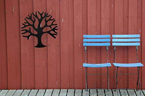 Illumino Metallwandkunsto Baum des Lebens schwarz pulverbeschichtet, Maße 390x390 mm