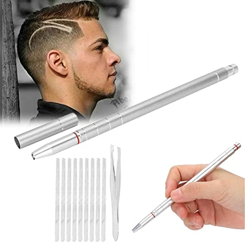 Rasierstift für Haare, Professionelle Haargravur Stift Kit, DIY Hair Rasierklingen Stift, Edelstahl Bart Rasierapparat für das Haar Design Augenbrauen förmige Bärte Styling Werkzeug(02)