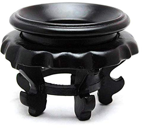 Merkts Espositore a sfera di cristallo con fondo a guscio d' di struzzo, speciale base intagliata per decorazioni da scrivania