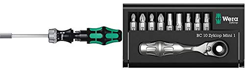 Wera Kraftform Kompakt 27 RA 1 SB Ratcheting Screwdriver & Bits, PH/PZ/SL, 7pc, 05073660001 & 05073645001 Ratchet Set Kraftform Kompakt Zyklop Mini 1, Silver